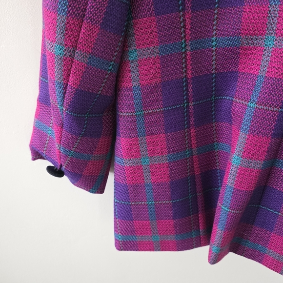 Braemar by Jeremy Scott 6 Vintage Elle Woods Barbiecore Retro Plaid Wool Blazer - Picture 11 of 14